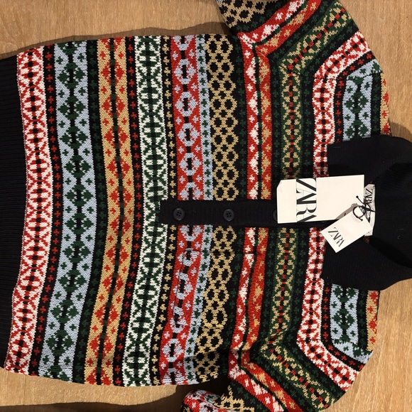 Zara Sweaters - Zara Turtleneck Sweater with Red, Green, and Gold Pattern